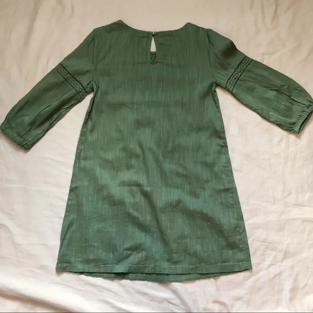 NWT Old Navy Girls Size XS Embroidered Bohemian Style Green Dress